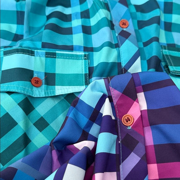 Women's Plaid Button Down Shirt - Blue and Purple - Picture 9 of 9